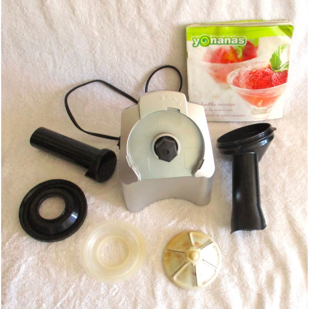 Yonanas 901 Frozen Fruit Soft Serve Dessert Maker Silver Black 200W with Recipes